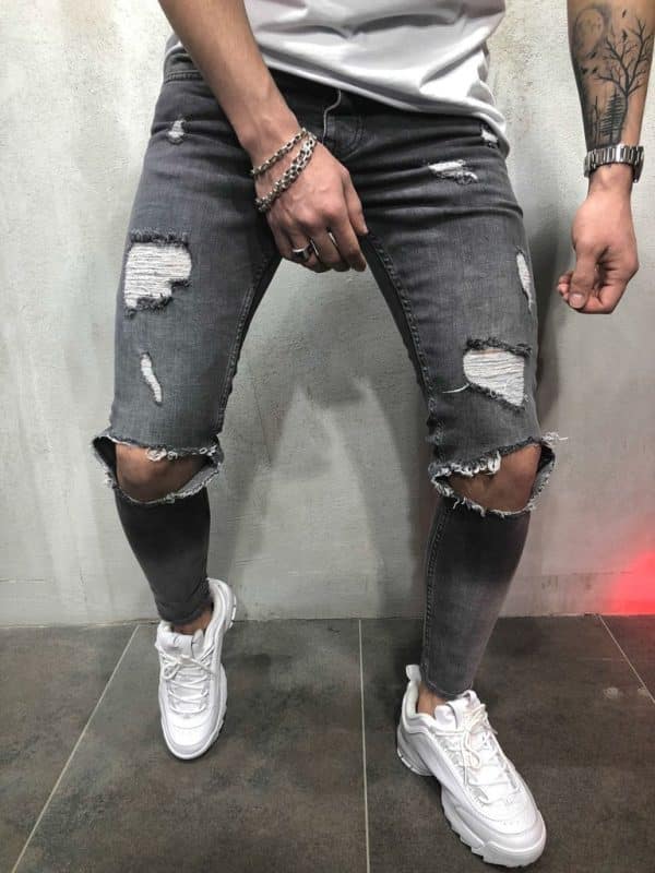 Men's jeans new hole pants trousers - Image 8