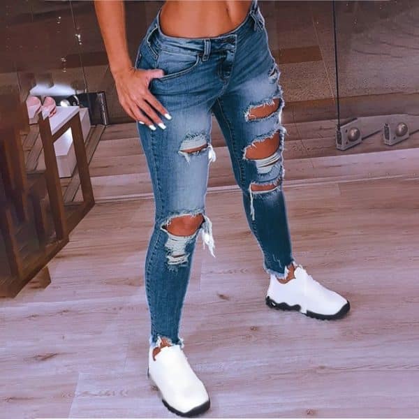 Street Style Sexy Ripped Jeans For Women - Image 3