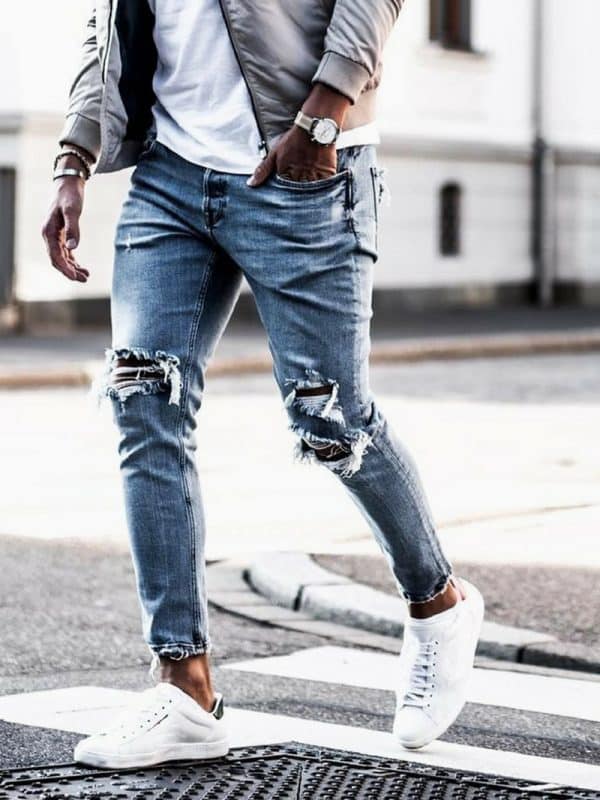 Men's jeans new hole pants trousers - Image 9