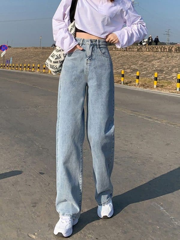 Wide Leg Jeans For Women Bottom Baggy Denim Pants Trousers - Image 3