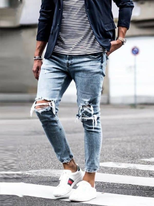 Men's jeans new hole pants trousers - Image 3