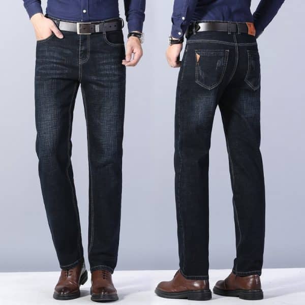 Loose Straight Casual Work Stretch Jeans For Men - Image 2