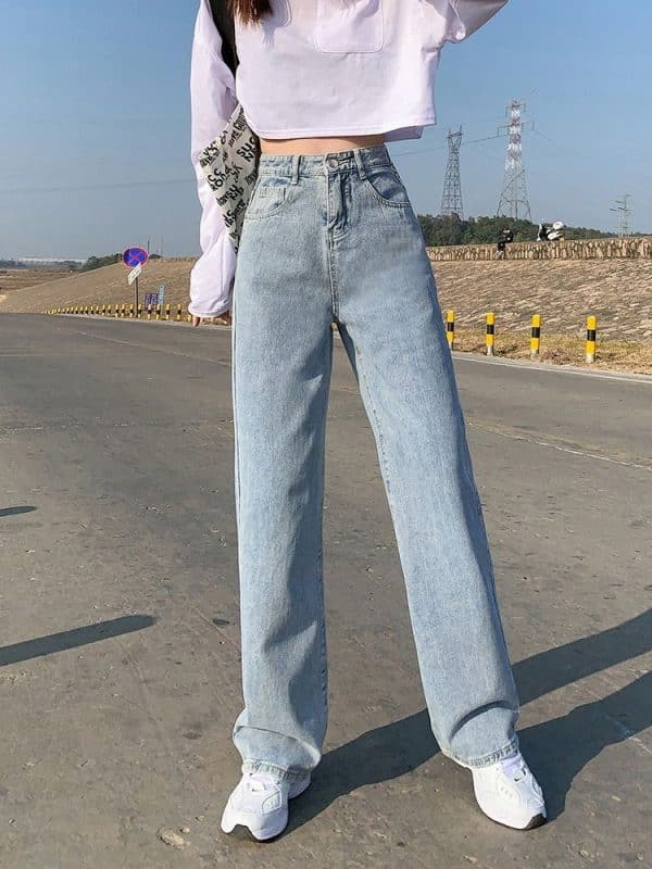 Wide Leg Jeans For Women Bottom Baggy Denim Pants Trousers - Image 5