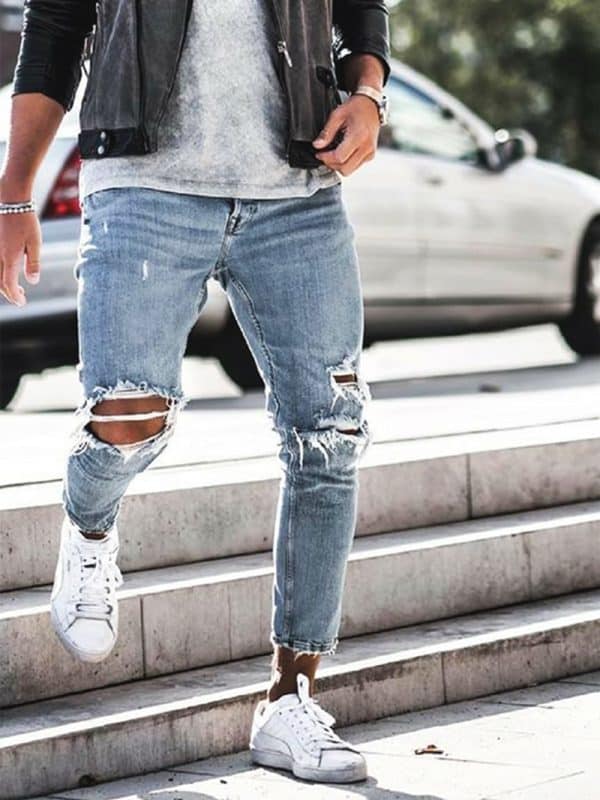 Men's jeans new hole pants trousers - Image 2