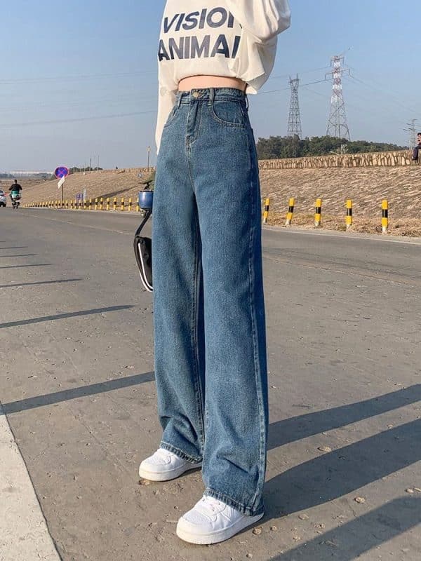 Wide Leg Jeans For Women Bottom Baggy Denim Pants Trousers - Image 2